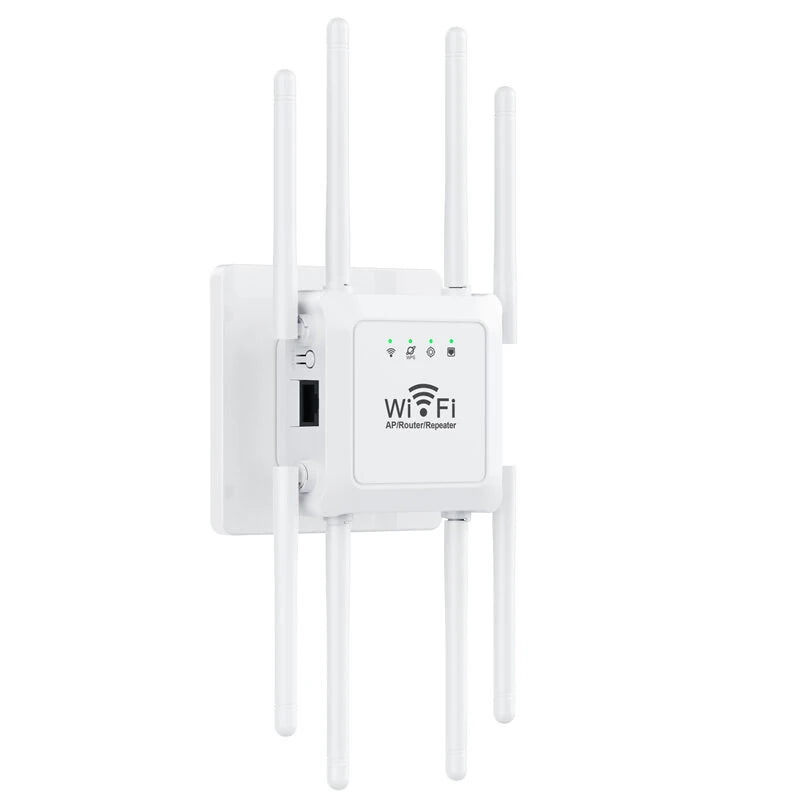 300M WIFi Repeater Wi-Fi Amplifier 802.11N 2.4GHz Wireless Signal Booster Smart Power Extender with 8 Antennas for Office Home Easy Setting