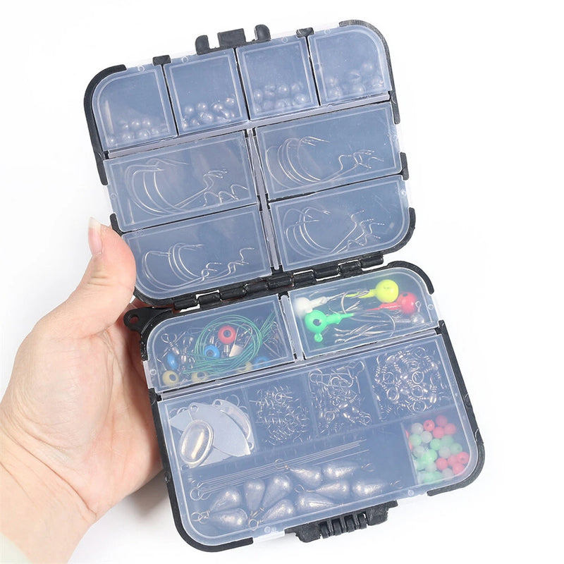 Anmuka 246pcs Fishing Tackle Box Fishing Accessories Set with Fish Hooks Lead Sinker Swivel for Bass Trout Walleye Fishing Supplies
