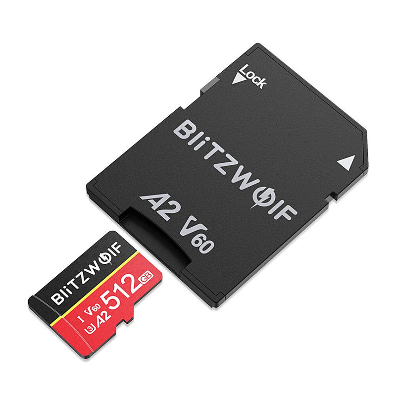 BlitzWolf BW-TF4 Class 10 A2 V60 UHS-1 TF Memory Card 64GB 128GB 256GB 512GB Micro SD Card Read Speeds Up to 180MB/s Supports 4K UHD Video Recording
