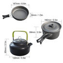 2~3 Person Camping Tableware Aluminum Nonstick Cookware Outdoor Cooking Pan Supplies Kettle Pot Pan Bowl Hiking Trip Picnic