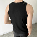 INCERUN Mens Tank Top Fashion Leather Shoulder Strap Design Solid Color Knitted Vest Summer Sleeveless Men's Undershirts