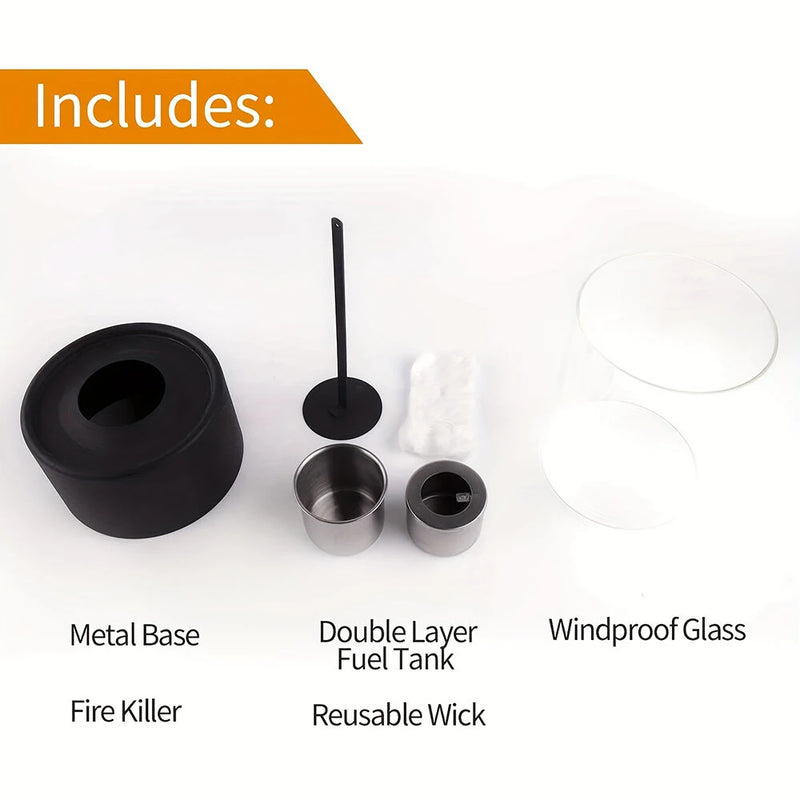 16x27cm Desktop Alcohol Fireplace Lamp Indoor Stainless Steel Small Portable Heating Stove Round Glass Creative Atmosphere Lamp