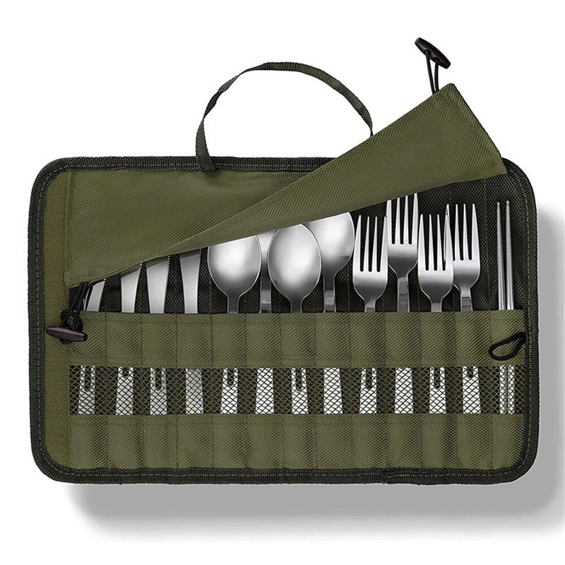 IPRee Cutlery Bag Portable Camping Kitchen Cooking Utensil Set Kitchenware Set Storage Bag Kitchen Gadgets for Barbecue Party Only Bag