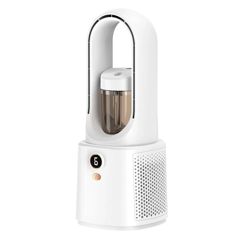 Portable Bladeless Fan With Night Light Spray Air Cooler Air Humidifier Six Speed Wind Adjustment USB Fan Desktop Fan Silent Air Conditioner
