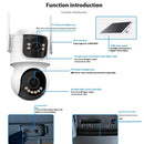 ICSEE Solar 4MP 6X Zoom WiFi IP Camera AOV Mode HD Surveillance 24/7 Recording Wireless 2MP+2MP Dual Lens Security Solar Powered Waterproof Night Vision Camera