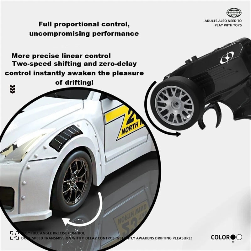 S916 RTR Mini 1/43 2.4G 4WD Drift RC Car Gyro GTR Race LED Light Full Scale Remote Control High-Speed Motor On-Road Racing Vehicle Model Boys Gifts Toys