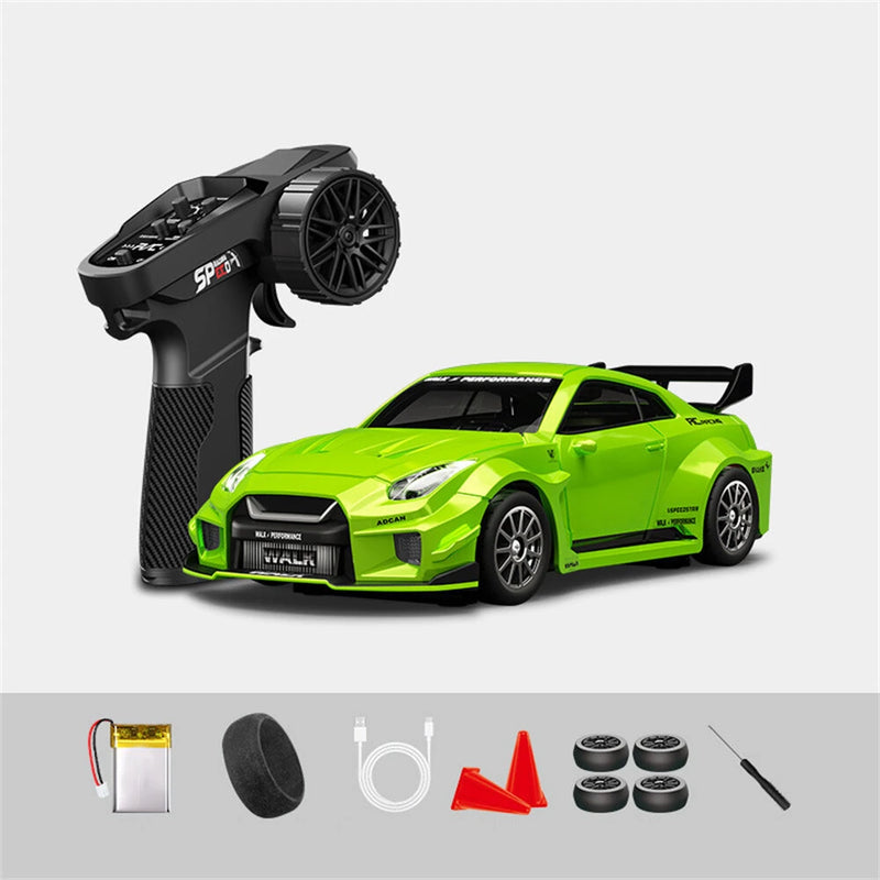 Hstar D43-02 RTR 1/43 2.4G 4WD Drift RC Car Gyro Mini Full Proportional Alloy Body Shell LED Light Remote Control High-Speed Motor On-Road Racing Vehicle Model Boys Gifts Toys