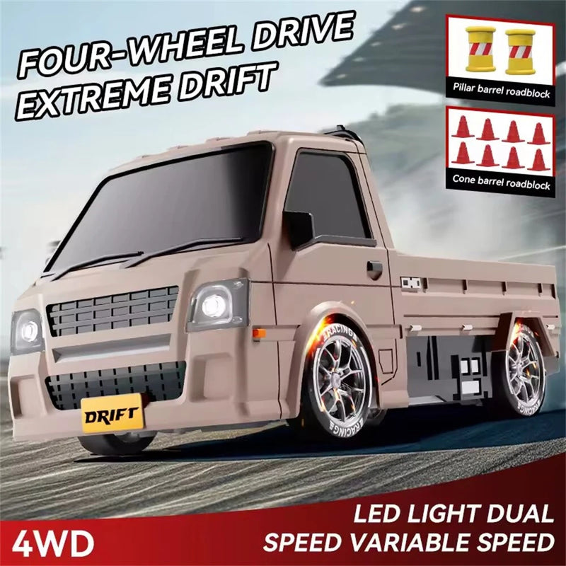 S817 RTR 1/24 2.4G 4WD MINI Drift RC Car Van Truck LED Light High Speed Simulation Desktop Cargo Dual Speed Remote Control Vehicles Models Toys