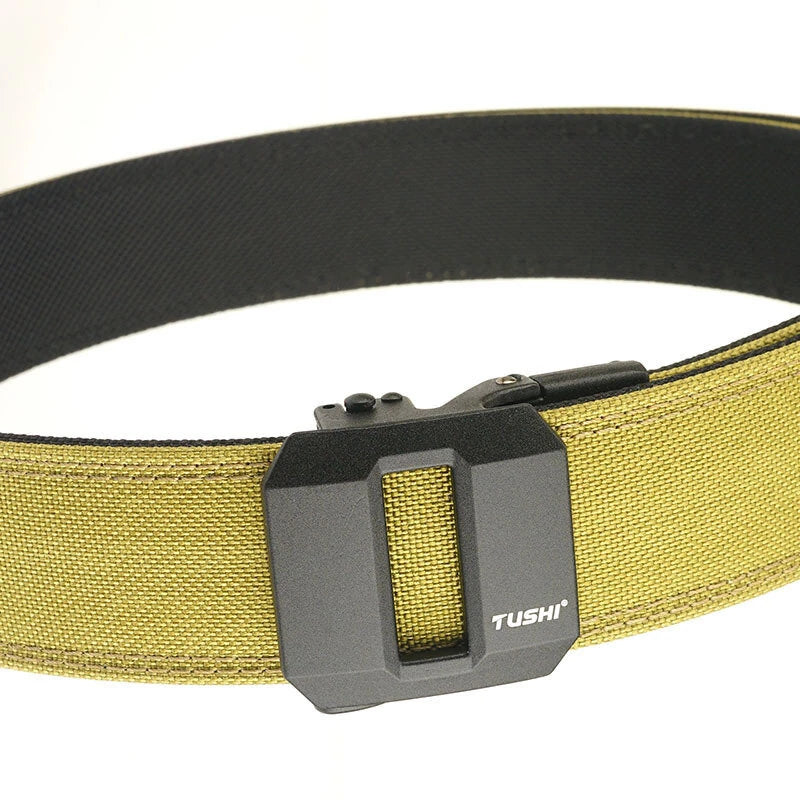 TUSHI Metal Buckle Tactical Belt for Men Adjustable Nylon Military Gun Belt Heavy Duty EDC Outdoor Sports Police Duty Waistband Work Utility Belt
