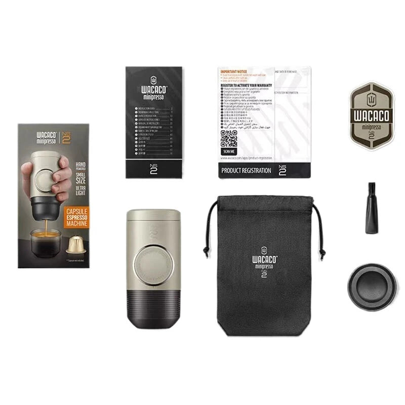 WACACO Minipresso NS2 18Bar Portable Espresso Maker Compatible with NS Original Capsules Manually Operated Small Handheld Coffee Machine for Travel Camping