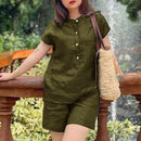 ZANZEA Womens Casual 2pcs Sets Short Sleeve Top Blouse Elastic Waist Pants Loose Suits