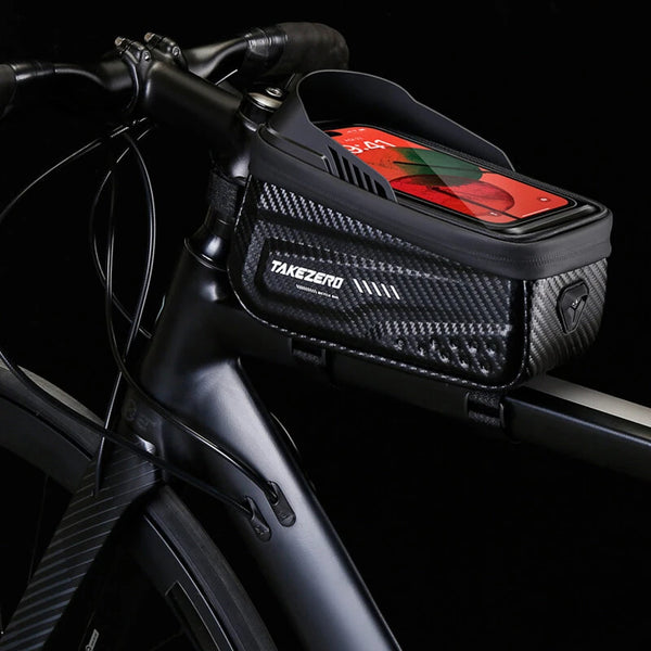 TAKEZERO 1L Bicycle Bag Waterproof Bike Phone Holder Frame Front Tube Cycling Bag Phone Case Support for 4.7-6.8 Inch Touch Screen Smartphones