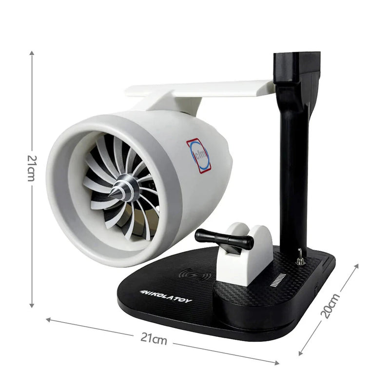 NIKOLATOY New Desktop Aircraft Engine Turbo Fan JetFan Equipped with Wireless Charging and Humidifier Ornaments Decorations Collection Science Discovery Toys
