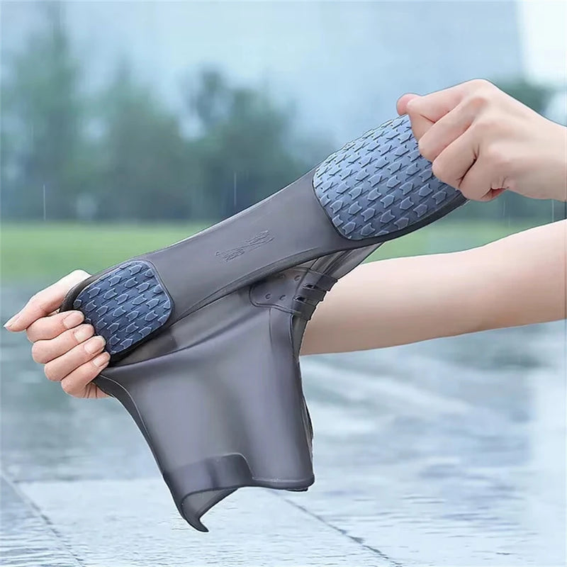 XANES 1 Pair Rain Boot Bicycle Shoe Covers Waterproof Silicone High Top Non-slip Shoes Protector Outdoor Reusable Thickened Footwear for Cycling Hiking Walking
