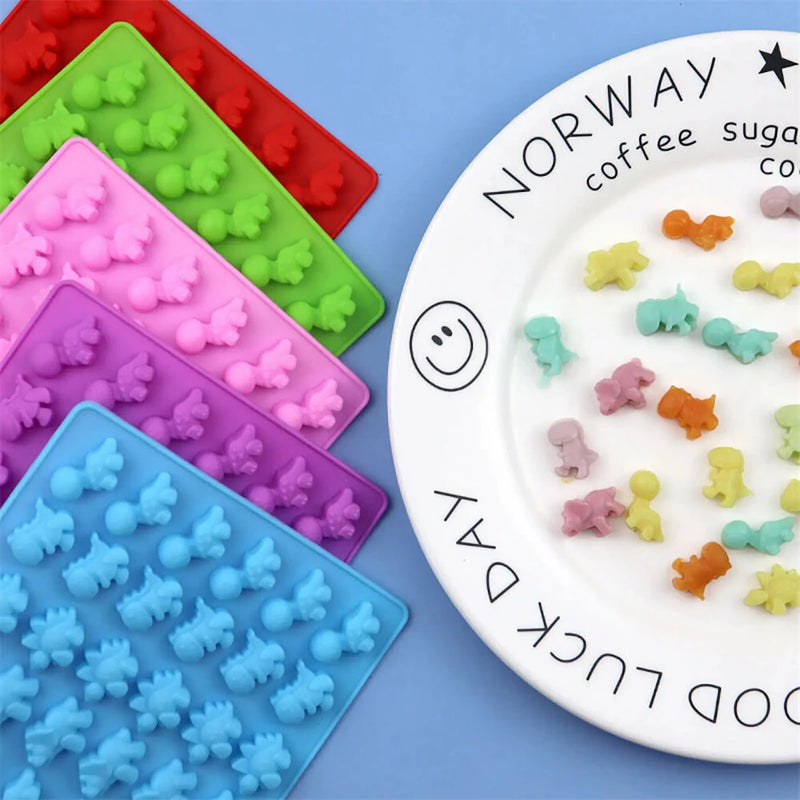 48 Holes Silicone Dinosaur Mold Non Stick Easy Release Candy Chocolate Gummy Baking Molds
