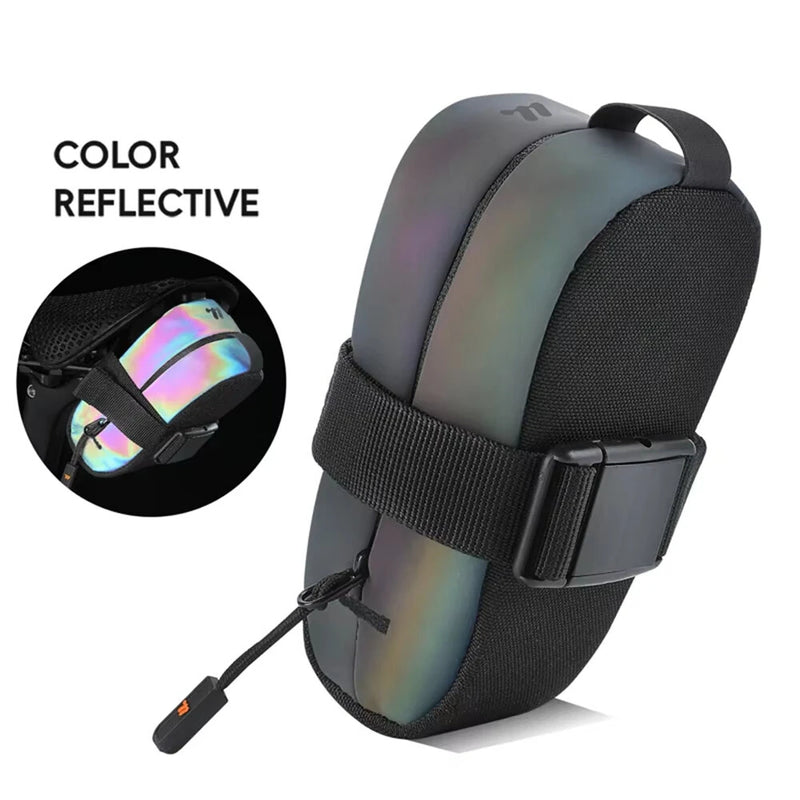 WEST BIKING 0.4L Reflective Bicycle Saddle Bag Mini Lightweight Portable Zipper Bike Bag Tail Pouch for Road MTB