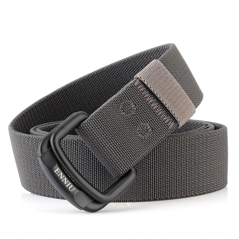 ENNIU Military Equipment Belt Men Elastic Nylon Tactical Belts For Jeans Pants Solid Strap Canvas Double Ring Metal Buckle Waist Belt