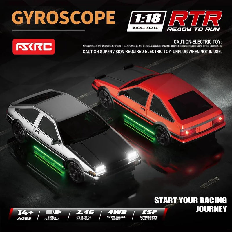 HB Toys RTR RP1801-1809 1/18 2.4G 4WD Drift RC Car ESP Gyro Full Proportional Racing LED Light Remote Control High-Speed Motor On-Road Racing Vehicle Model Boys Gifts Toys