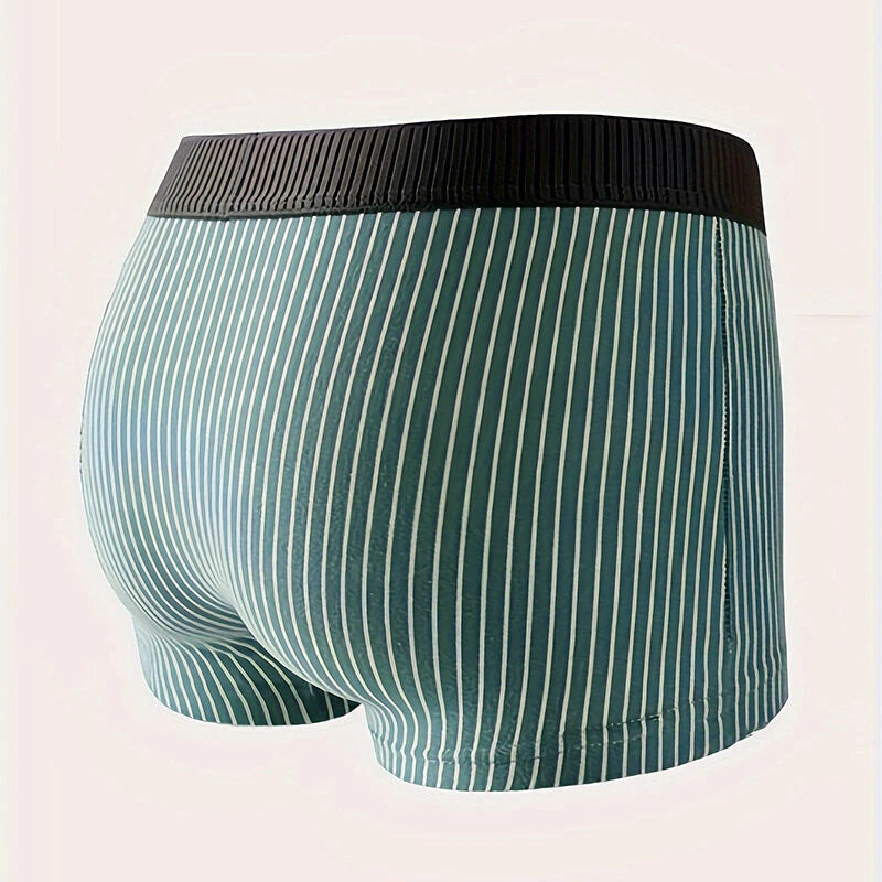 4 Pcs Men's Underwear Fashion Striped Boxer Briefs Trend Pure Cotton Boxing Shorts Comfy Breathable Men Underwear Set Plus Size L-5XL