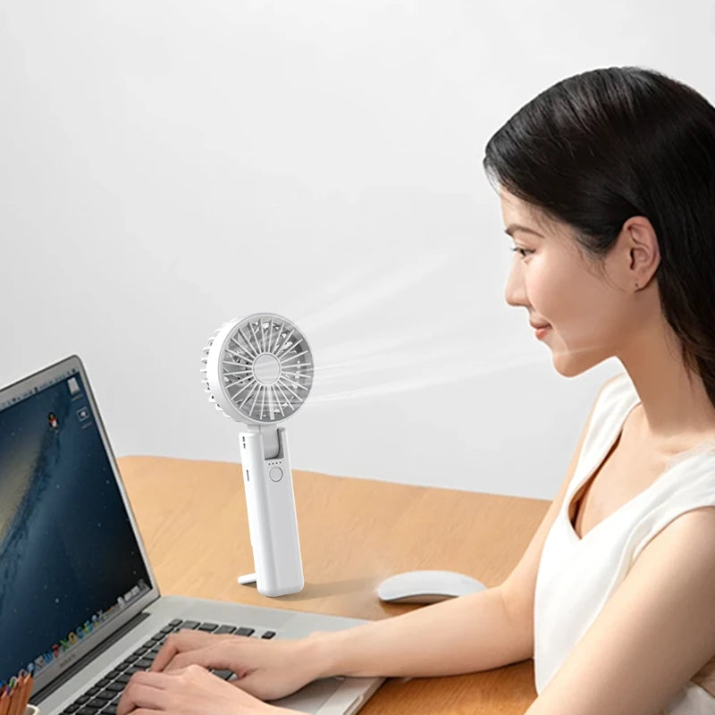 2000mAh USB Mini Fan Double Blade 180 Adjustable Handheld Fan Dual Motor 4 Wind Speed Foldable Neck Hanging Small Fan