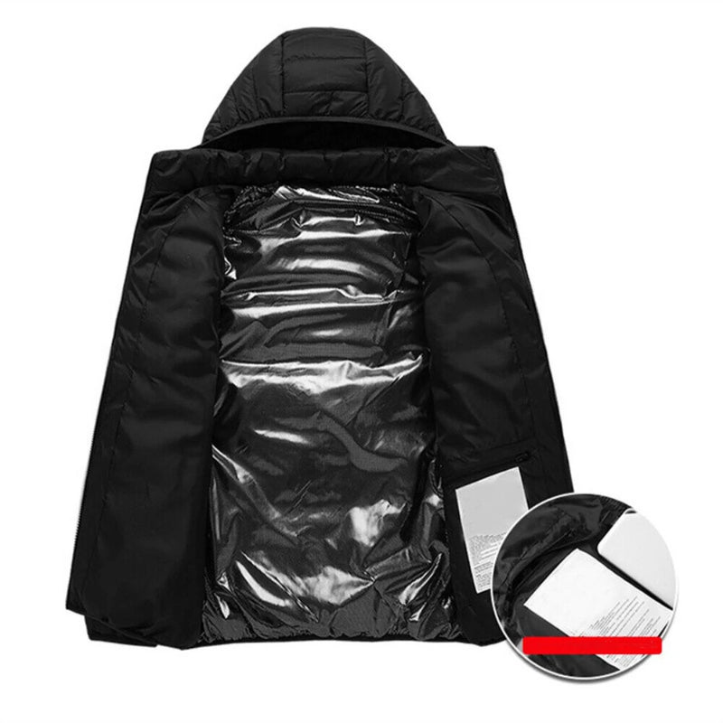 TENGOO HJ-15 Heated Jacket 15 Heating Zones USB Charging Thermal Warm Jacket Motorcycle Men's Heated Hooded Coat Outdoor Sportswear