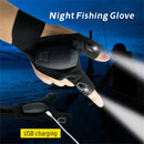 ZANLURE 1PCS/1Pair USB Charging Night Fishing Gloves for Outdoor Cycling Running Sports Flashlight Half Finger Gloves