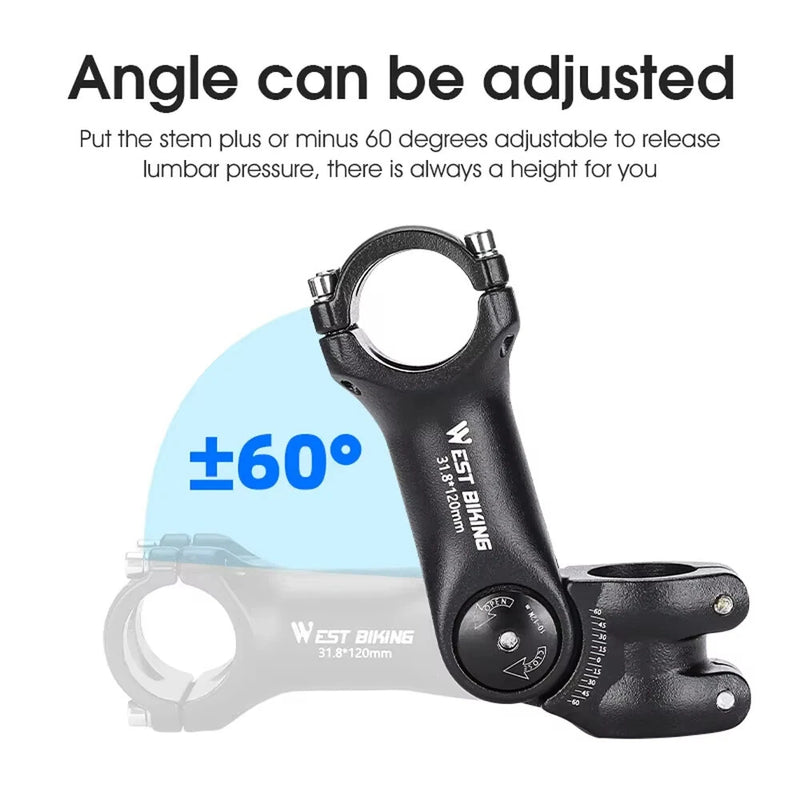 WEST BIKING 60 Adjustable Bicycle Handlebar Booster 25.4mm Aluminum Alloy Bike Front Fork Stem Adapter