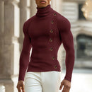 INCERUN Mens Solid Color Textured Pullover Long Sleeve Sweater Fashion Slim Fit High-collar Sweater for Male S 5XL