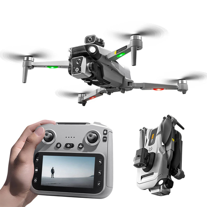 XKJ K19 MAX GPS 5G WiFi FPV with 5.9inch LCD Screen Controller HD Dual Camera Servo Gimbal 360 Obstacle Avoidance One-Key Airdrop Brushless Foldable RC Drone Quadcopter RTF