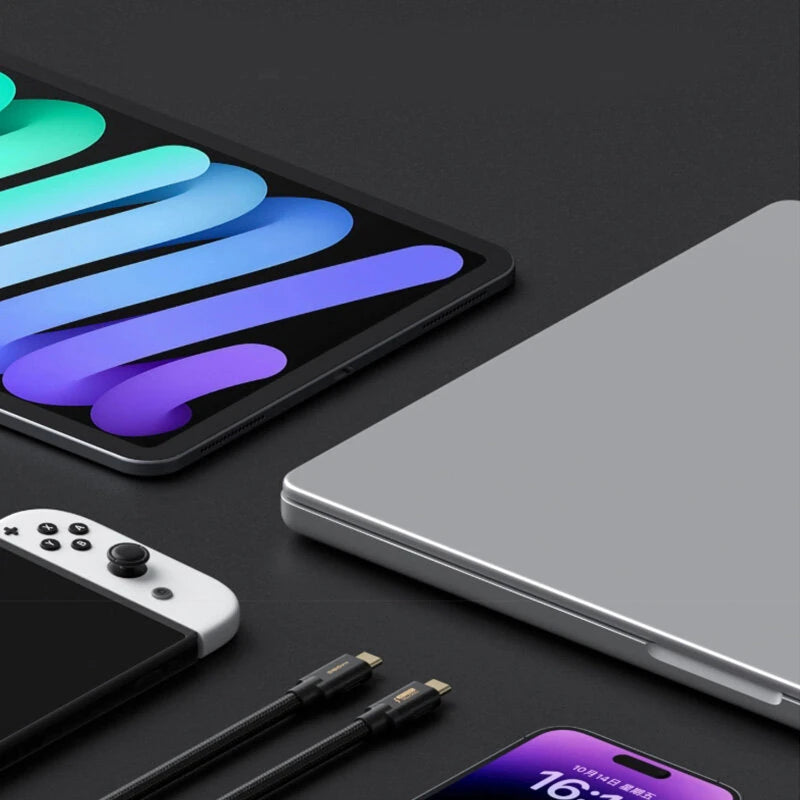 HAGiBiS Thunderbolt5 Type-C to Type-C Cable 120Gbps 240W PD3.1 Fast Charge 16K@60Hz Video 8K Triple Display Bi-Directional 80Gbps Data Sync High Speed Transmission 0.5M/1M Long Cables for Laptop TV