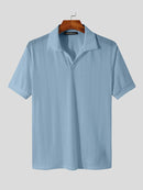 INCERUN Mens Lapel Shirts Striped Slim Casual Basic Design Short Sleeve Summer T-Shirt