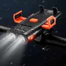 WEST BIKING 5 IN 1 500Lm Brightness Bike Headlight 3000mAh Battery Waterproof 4 Light Modes Power Bank Phone Holder with 130db Horn Warning Light for Night Cycling