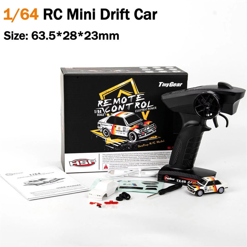 HSP YDT64E RTR 1/64 2.4G RWD Drift Sports RC Car Full Proportional LED Light Desktp Pocket Mini Racing Remote Control  Competition Vehicles Models Children's Toy Gift