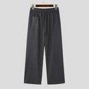 INCERUN Men Solid Color Straight Legged Pants Loose Fit Casual Hook Loop Zipper Long Trousers Large Size for Big Men S-5XL