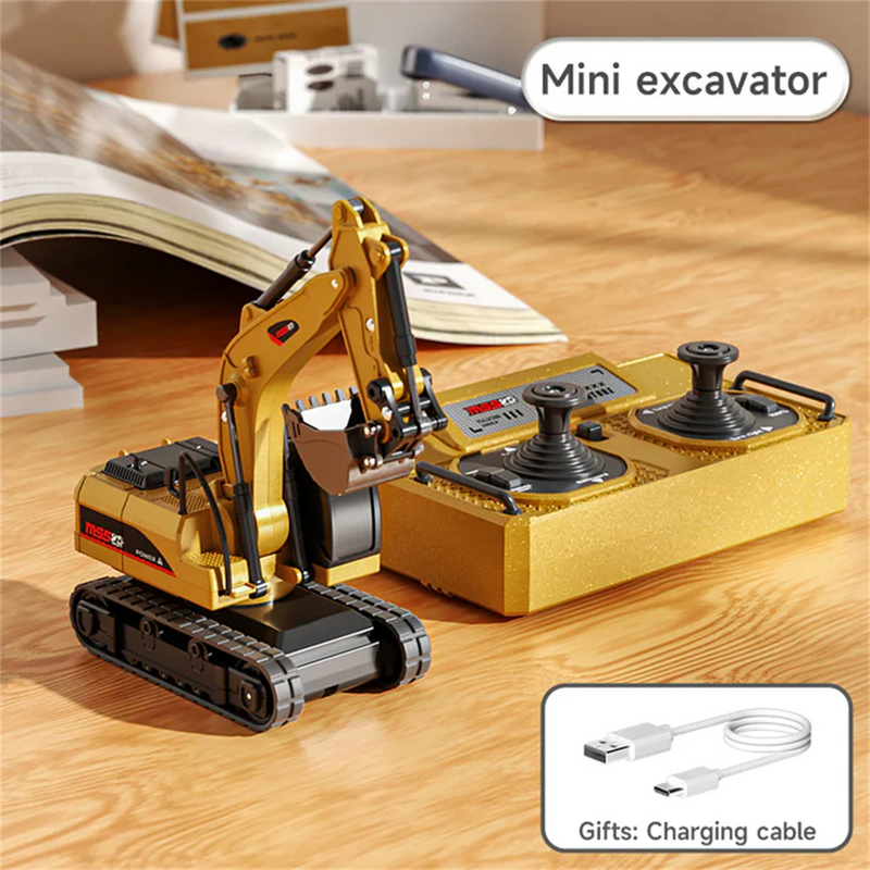BRRRRT RTR 1/64 2.4G Mini RC Car Alloy Forklift Excavator Dump Truck Support App Remote Controlled LED Light Sound Engineering Vehicle Desktop Toys Model Collection Gift For Boys