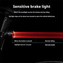 OFFBONDAGE ATS-Q6 Smart Auto Brake Sensing Bicycle Taillight 13 Light Modes Type-C Rechargeable Waterproof Bike Rear Light for MTB Road Night Riding Safety