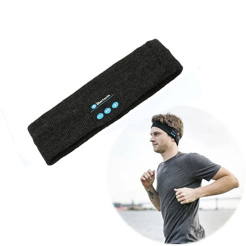 KALOAD Wireless Stereo Bluetooth V5.0 Headphones Headband Charging Removable Washable Sweat-absorbent Sports Bandana Music Knit Eye Mask