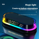 3 in 1 LED Symphony Night Lights Digital Clock Display 15W Wireless Charging Mobile Phone Holder Adjustable Brightness Bedroom Night Light