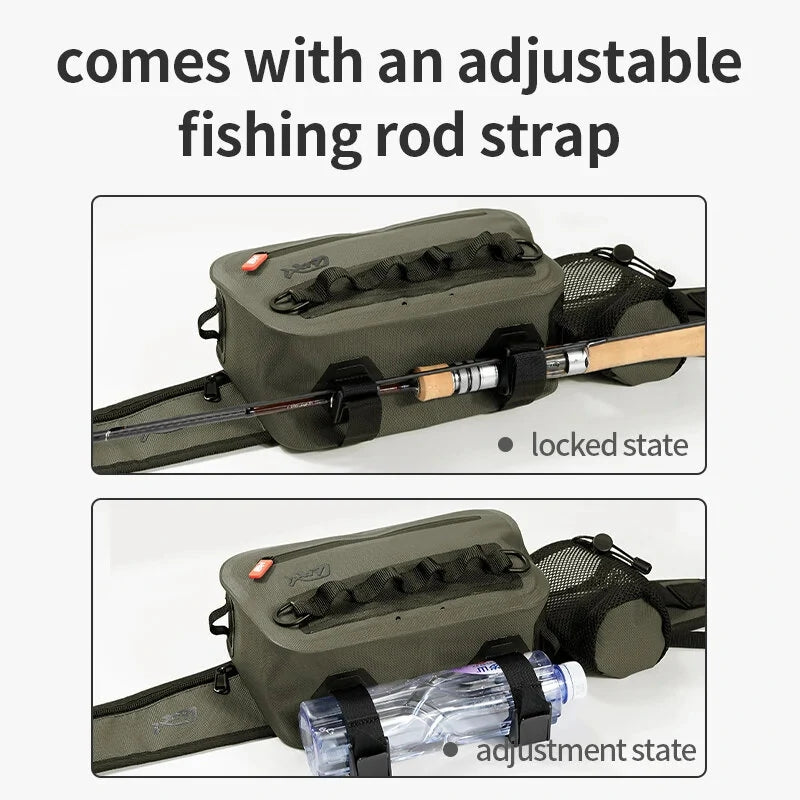 ZANLURE Large Capacity Fishing Tackle IPX6 Waterproof Bag Outdoor Waist Fanny Pack Crossbody Bag Lures Line Box Storage for Hiking Camping Fishing