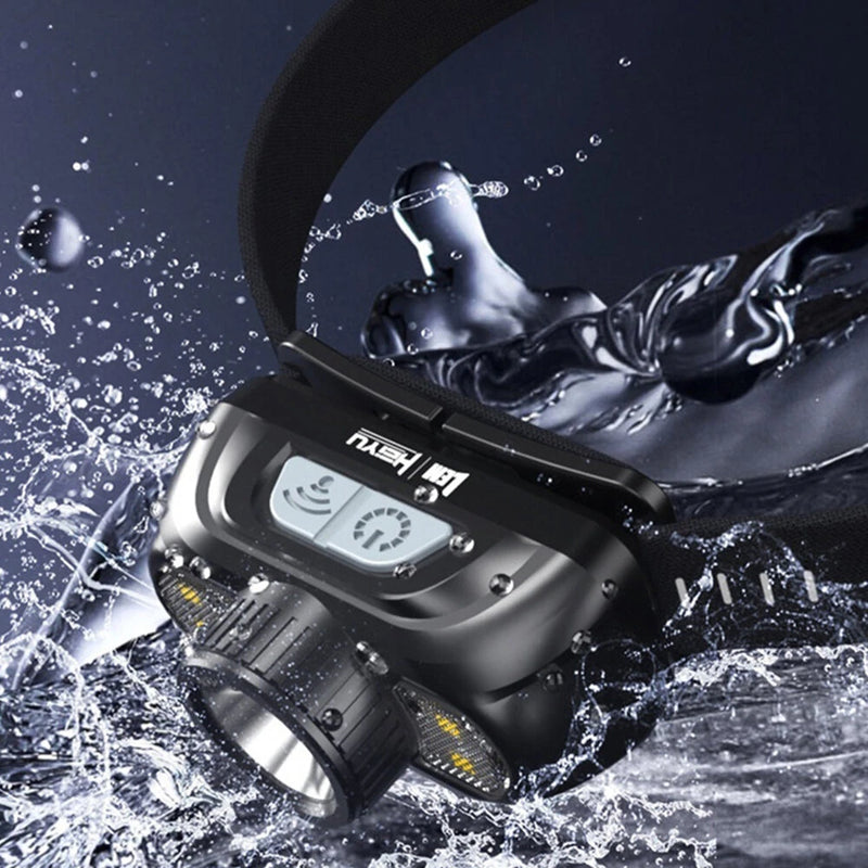 LEM Outdoor 800LM Wave Sensor Headlamp Dual Light Source Ultra-Bright Headlamp Long-Lasting Rechargeable Helmet Lamp for Outdoor Night Fishing Riding