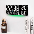 15 Inch Digital Wall Clock with Atmosphere Lights Remote Control Temp Humidity Display LED Table Clock Multifunctional Alarm Clock