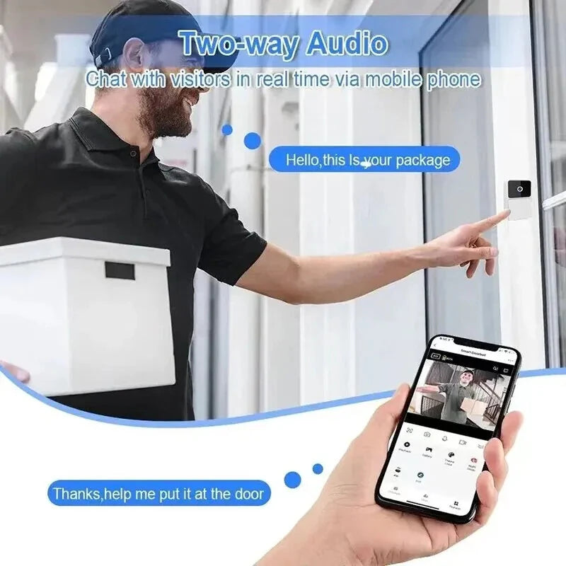 WIFI Video Doorbell Door Camera Wireless Night Vision Smart Home Security HD Door Bell Two Way Intercom Voice Change for Home Visual Doorbell