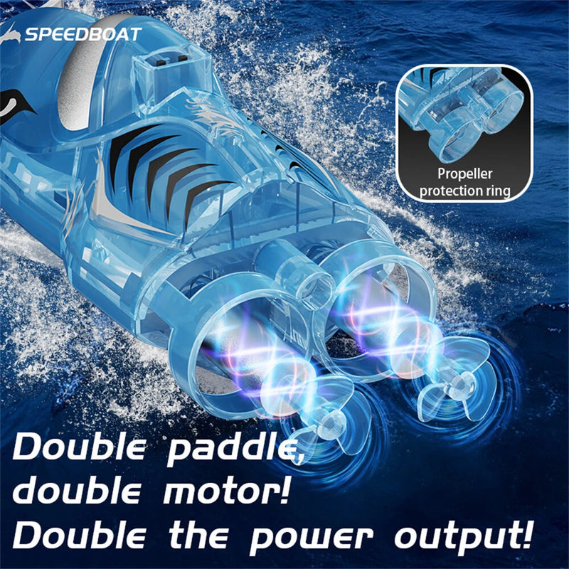 JJRC S21 RTR 2.4G Mini RC Boat Stunt Roll Marine Animal Series Speedboat 360 Rotation LED Lights Vehicles Models Waterproof Toys