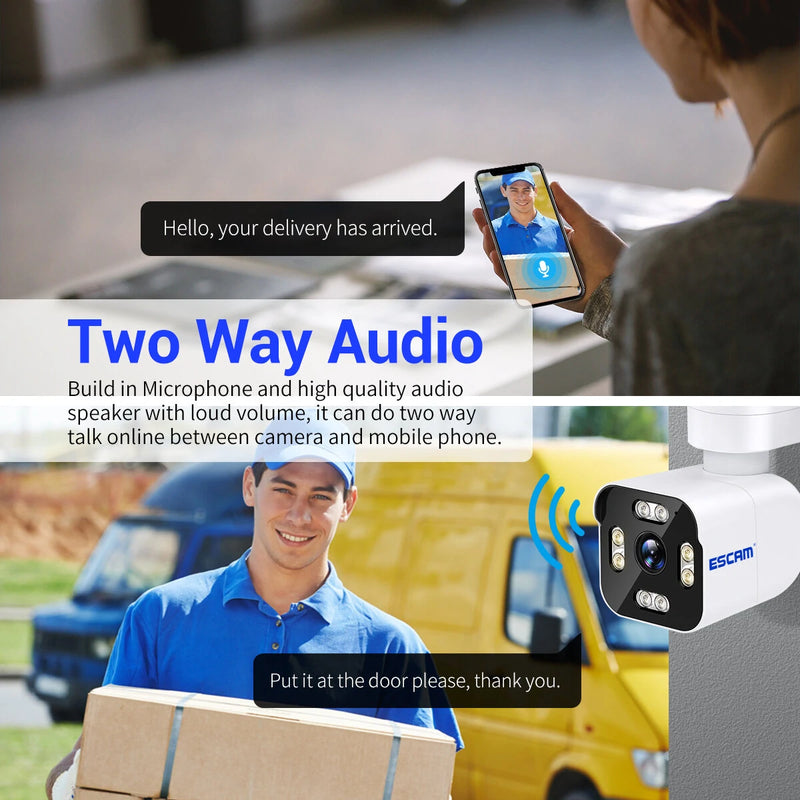 ESCAM PT303 3MP WiFi IP Alarm Camera Wireless Color Night Vision Human Detection Two Way Audio IP66 Audible Alarm H.265 APP Control PTZ Cameras