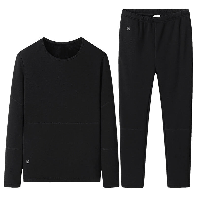 TENGOO HD-28 Unisex Electric Heated Top Pant Set, 28 Heating Areas, Full Body Thermal, USB Charging, Long Sleeves Trousers Suit for Winter Outdoors