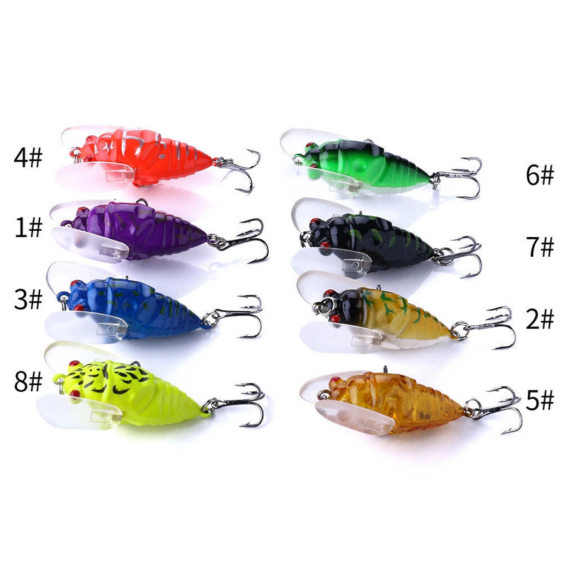 ZANLURE 8PCS Perch Insect Fishing Lures 6.4g 4cm Treble Barb Hooks Artificial Bait for Fishing