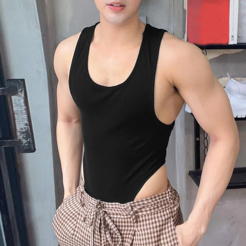 INCERUN Men Tank Top Fashion Simple Solid Color Jumpsuit Vest Male Tanks Sleeveless Summer Streetwear S-5XL