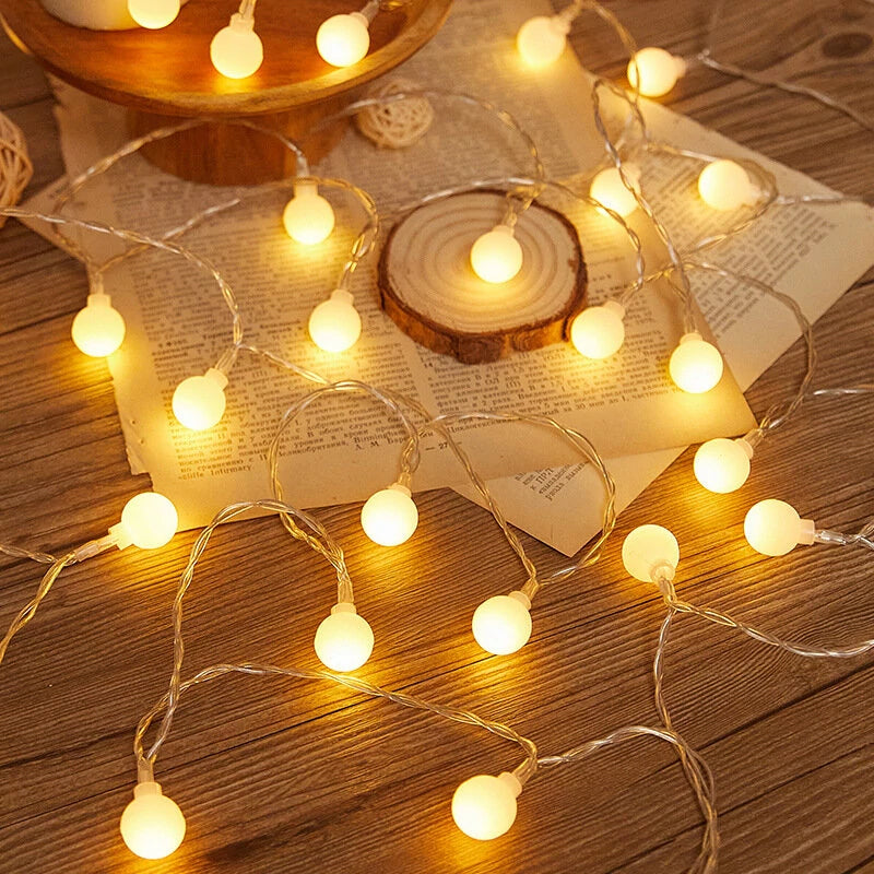 6m/10m Long String Lights Camping Lamp Outdoor Crystal Globe Lights Waterproof USB Powered Patio Light for Camping Tent