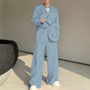 INCERUN Mens Solid Color Long Sleeve Two-Piece Outfit Collarless Blazer & Suit Pants Men's Fashion Set