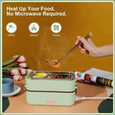 2 Layer 300W Portable Electric Lunch Box Food Warmer for Travel Self Cooking Heated Lunch Box for Home Office Cooking Food
